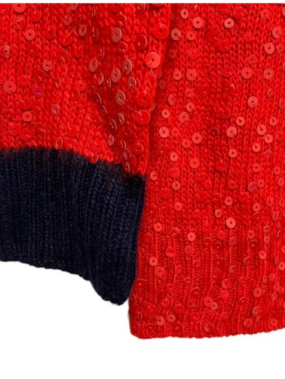 J CREW WOMEN'S RED SEQUIN MERINO WOOL SWEATER SIZE MEDIUM